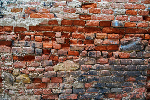 Ruined ancient Zagreb bricks and facades, backgrounds in the old part of the city, Croatia, Europe