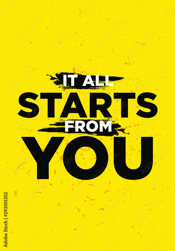 Naklejka premium start motivational quotes vector grunge design