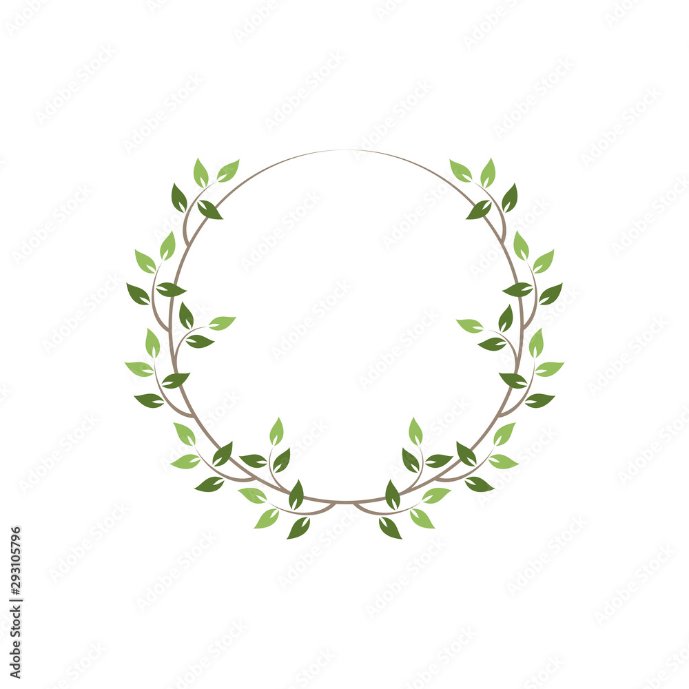 Vintage floral round frames. Green decorative ivy wreath. Vector illustration - obrazy, fototapety, plakaty 
