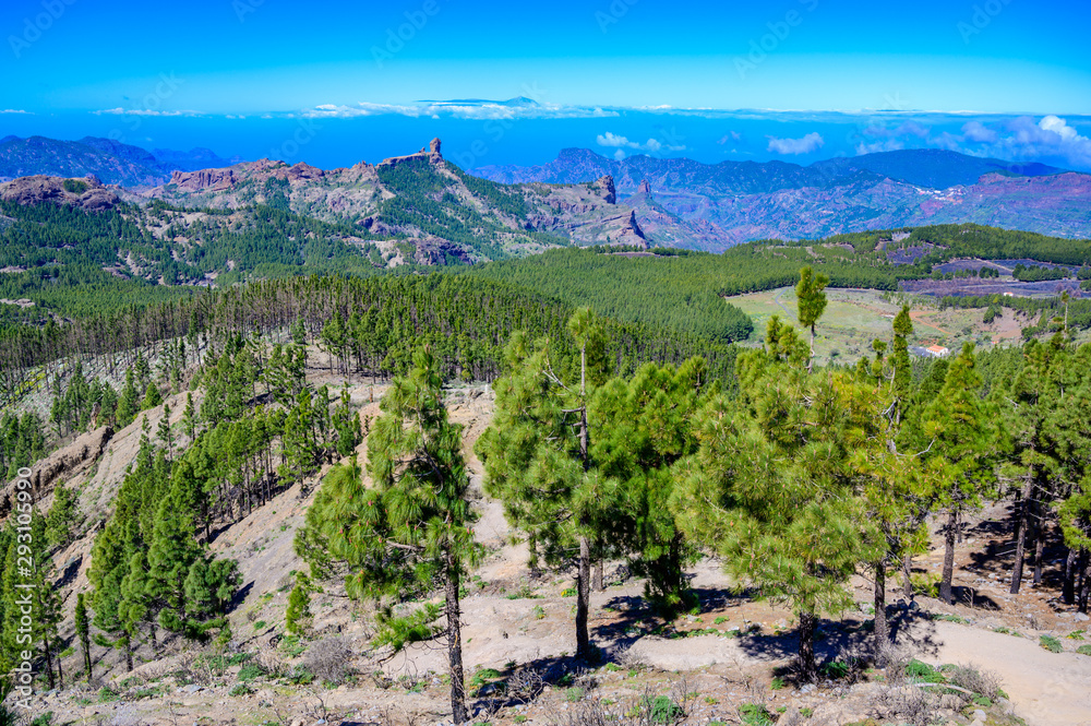 View from Pico de las Nieves - the highest mountain of Gran Canaria island, Spain