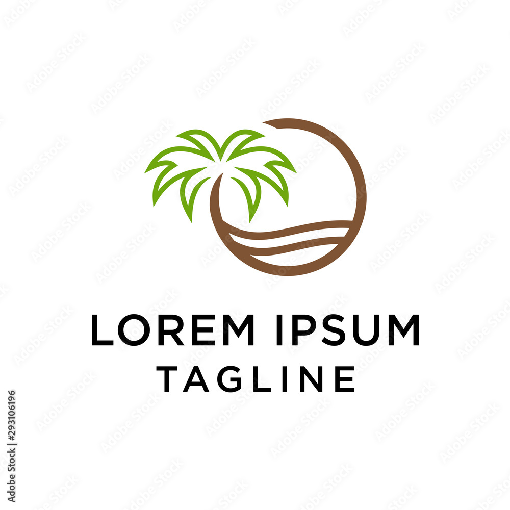 beach and island logo design, vector design of desert icons