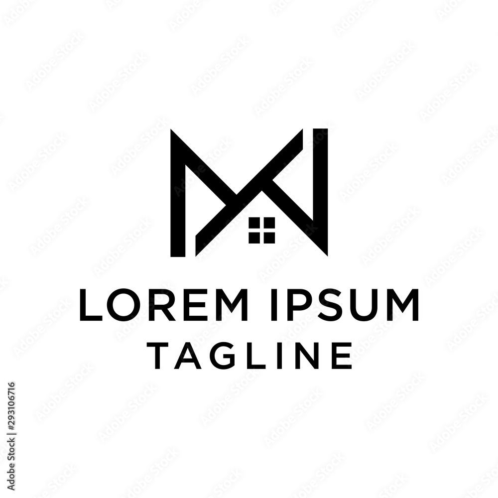Naklejka premium letter mw linked home shape logo vector