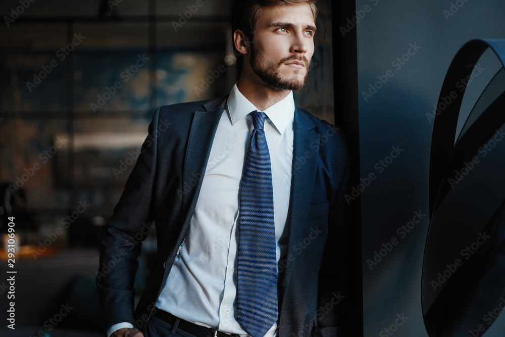 Handsome young businessman in office