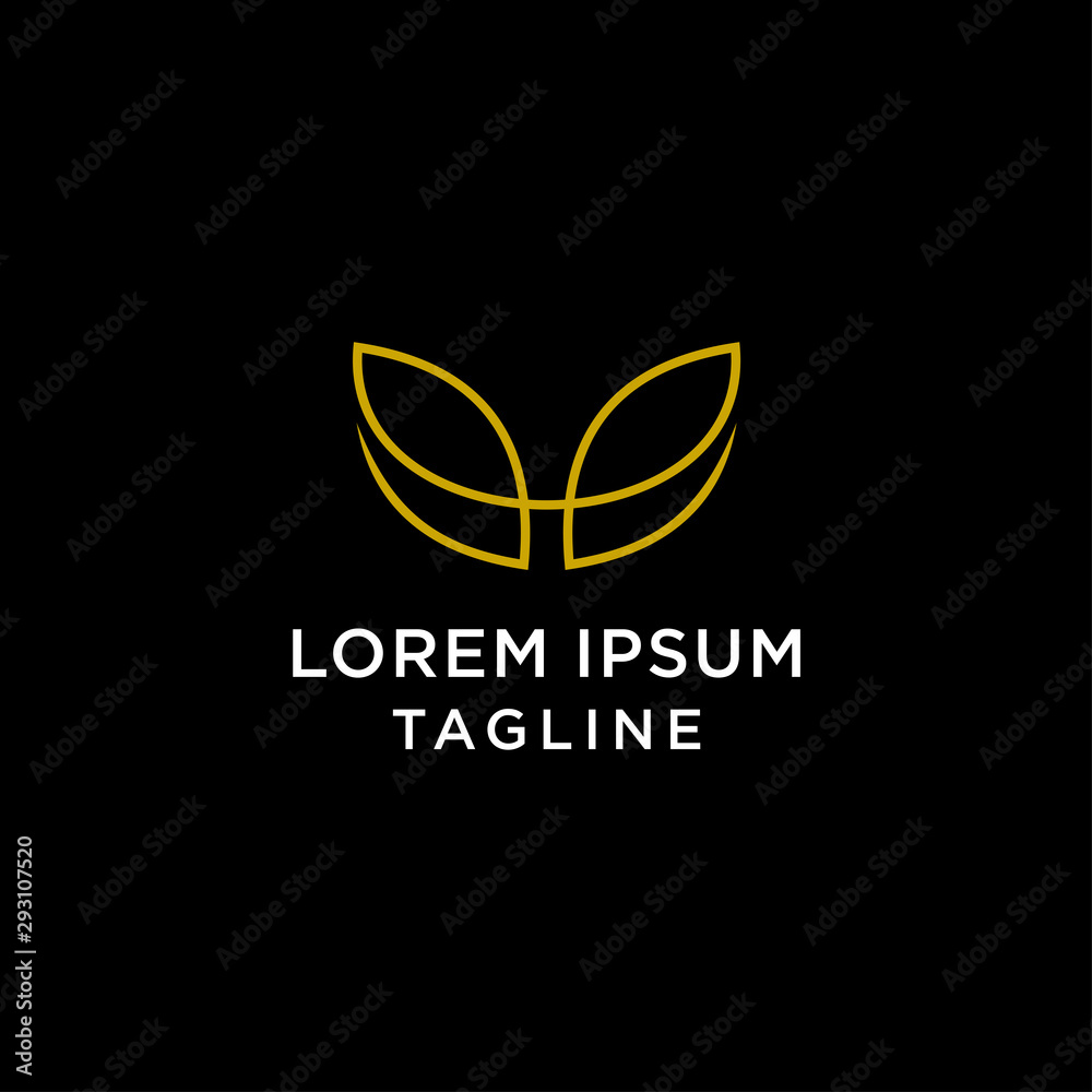 Gold leaf line logo design template
