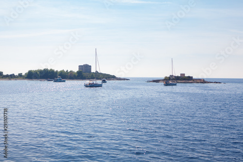 yachts sailing near Mamula island in Adriatic Sea  © russieseo