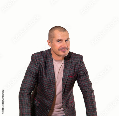 friendly adult man isolated on white background