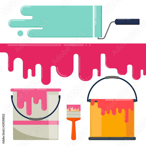 Flat paint bucket and paint stroke