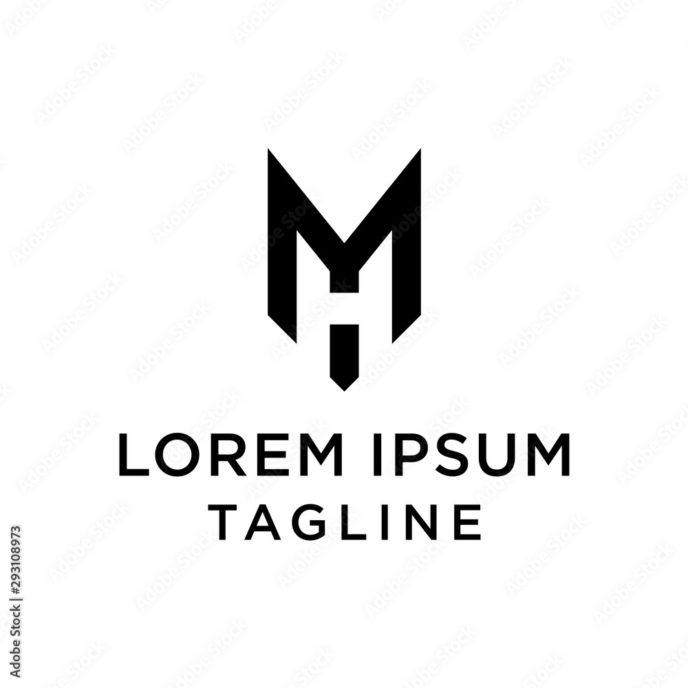 Fototapeta premium Initial Letter MH HM Minimalist Art Logo Design Template