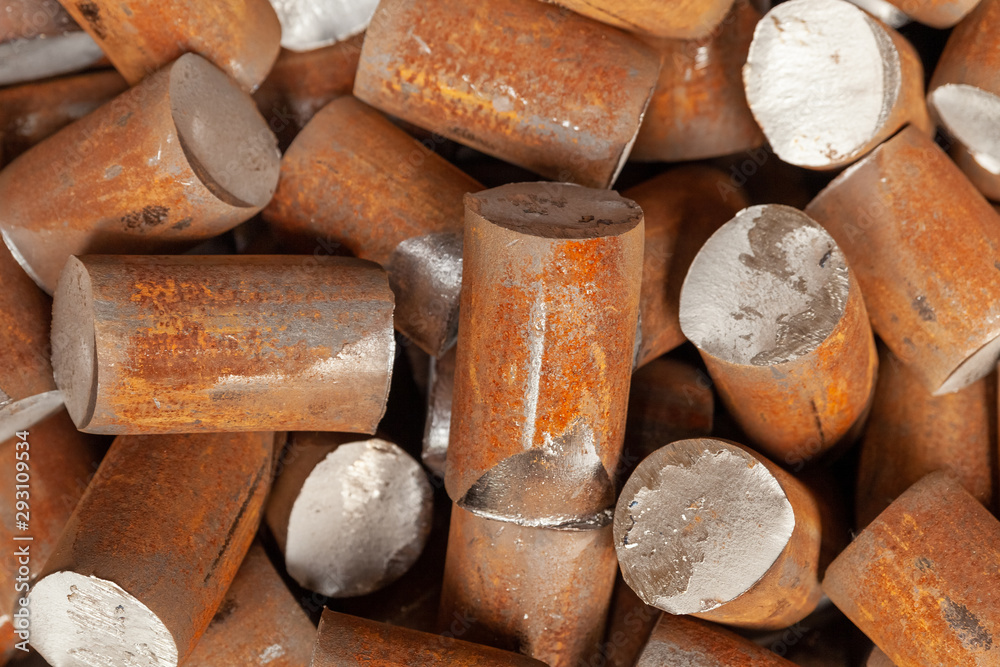 steel metal blanks discs slightly covered with rust
