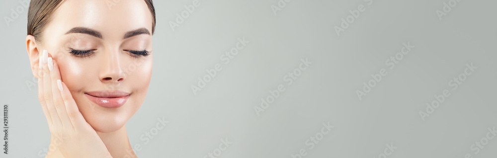 Young model woman with healthy skin portrait. Natural beauty Young model woman with healthy skin portrait. Natural beauty