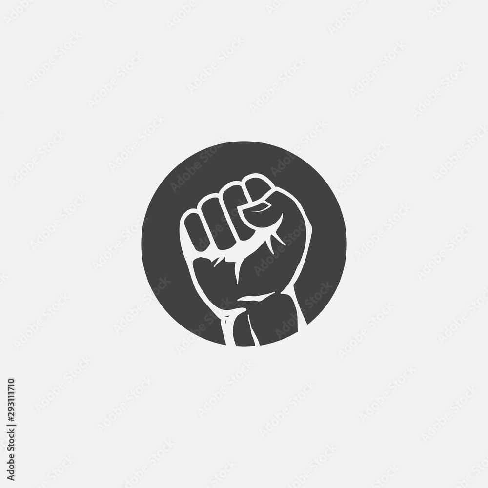 Obraz premium Power sign. Fist male hand. Vector Illustration