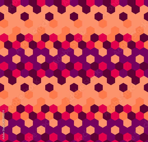 Hexagon seamless pattern. Geometric abstract polygonal mosaic. Decorative backdrop for wallpaper, pattern fills, web page background, surface textures.