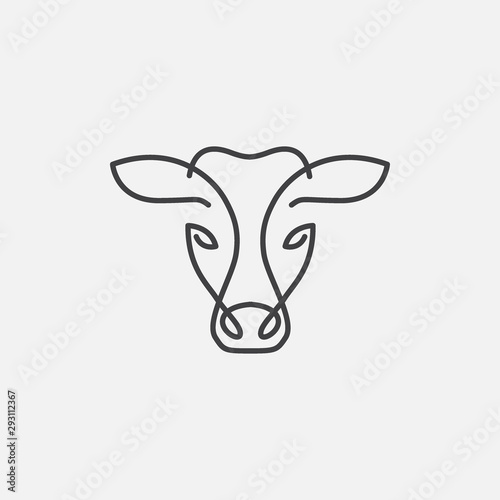 Obraz na płótnie cow head linear logo design vector, cow linear emblem, cow head illustration, fa
