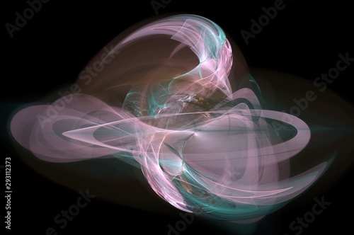 Fractal, abstract unidentified flying object in black space