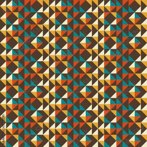 Vector seamless illustration of multicolor triangle pattern. Colored geometric vector background.