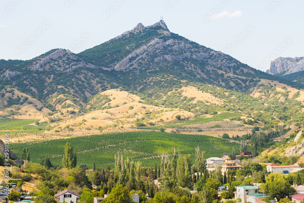 Mountains With Vineyards In Kurortnoe Settlement In Crimea, Russia.