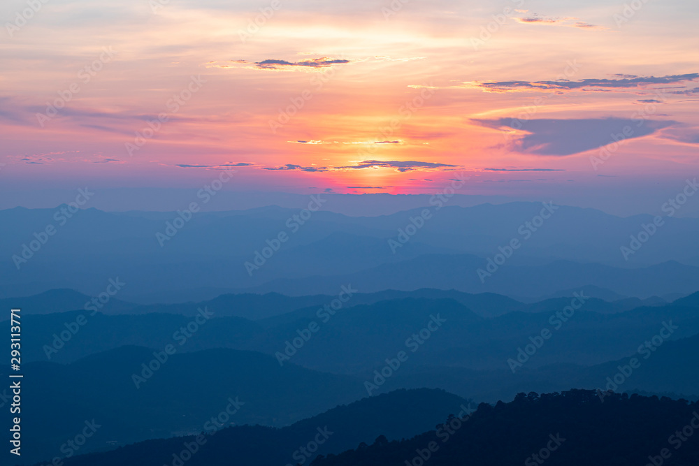 Mountain scenery during the Sunset