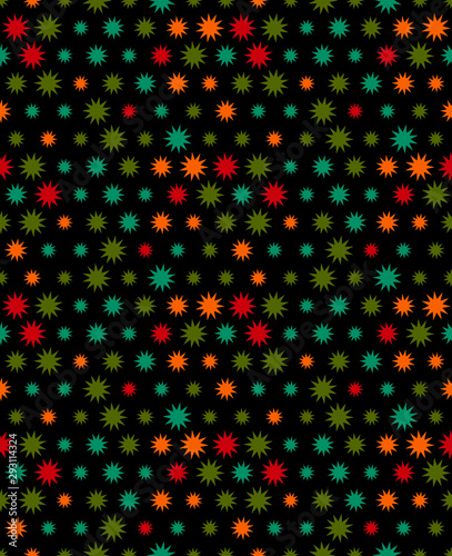Stars seamless pattern. Geometric abstract polygonal mosaic. Decorative backdrop for wallpaper, pattern fills, web page background, surface textures.