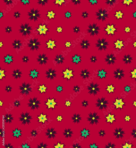 Abstract seamless background pattern with colorful flowers. Mosaic texture for prints, textile, fabric, package, cover, greeting cards.