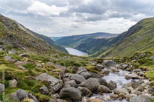 Glendalough Upper lake, Glenealo valley, Wicklow way, County Wicklow, Ireland.