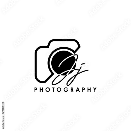 Initial Letter JJ with camera. Logo photography simple luxury vector. photo