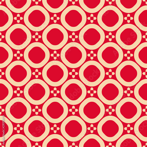 Vector abstract ornamental geometric seamless pattern in red and tan color
