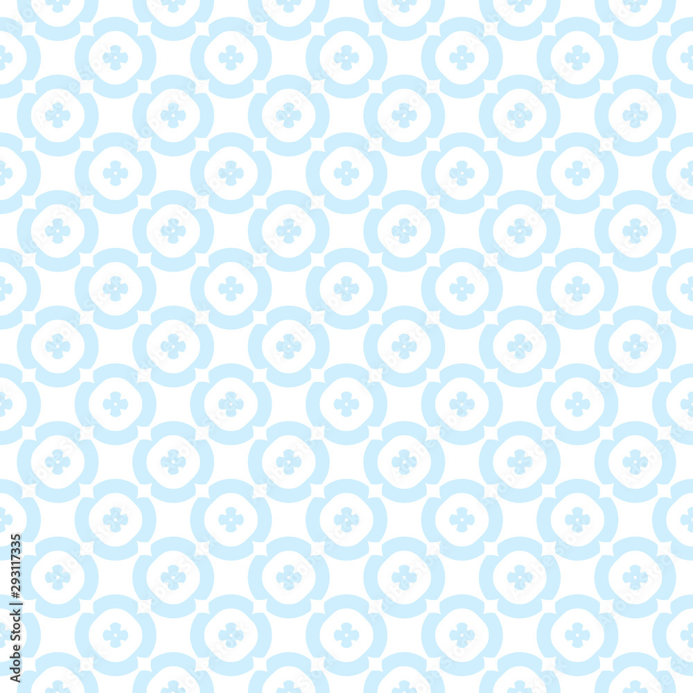 Subtle blue and white floral vector seamless pattern. Simple geometric texture