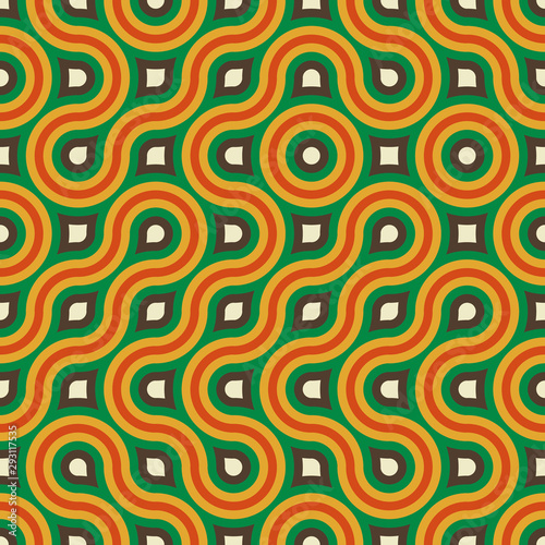 Vector abstract seamless pattern with circling lines of different colors. Textile background for package, cover, greeting cards.