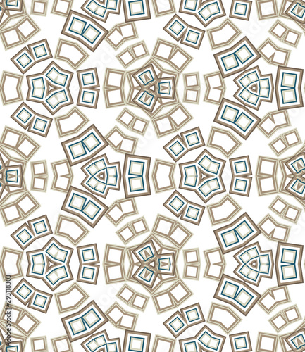 Kaleidoscope seamless pattern. Geometric abstraction on white background. Useful as design element for texture and artistic compositions. © Anlo