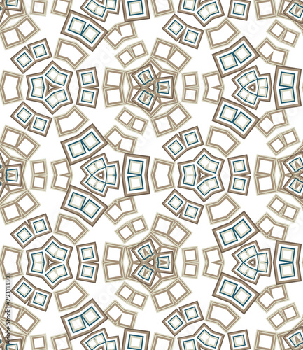 Kaleidoscope seamless pattern. Geometric abstraction on white background. Useful as design element for texture and artistic compositions.