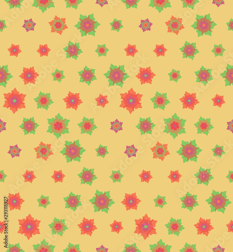 Abstract seamless background pattern with colorful flowers. Mosaic texture for prints, textile, fabric, package, cover, greeting cards.