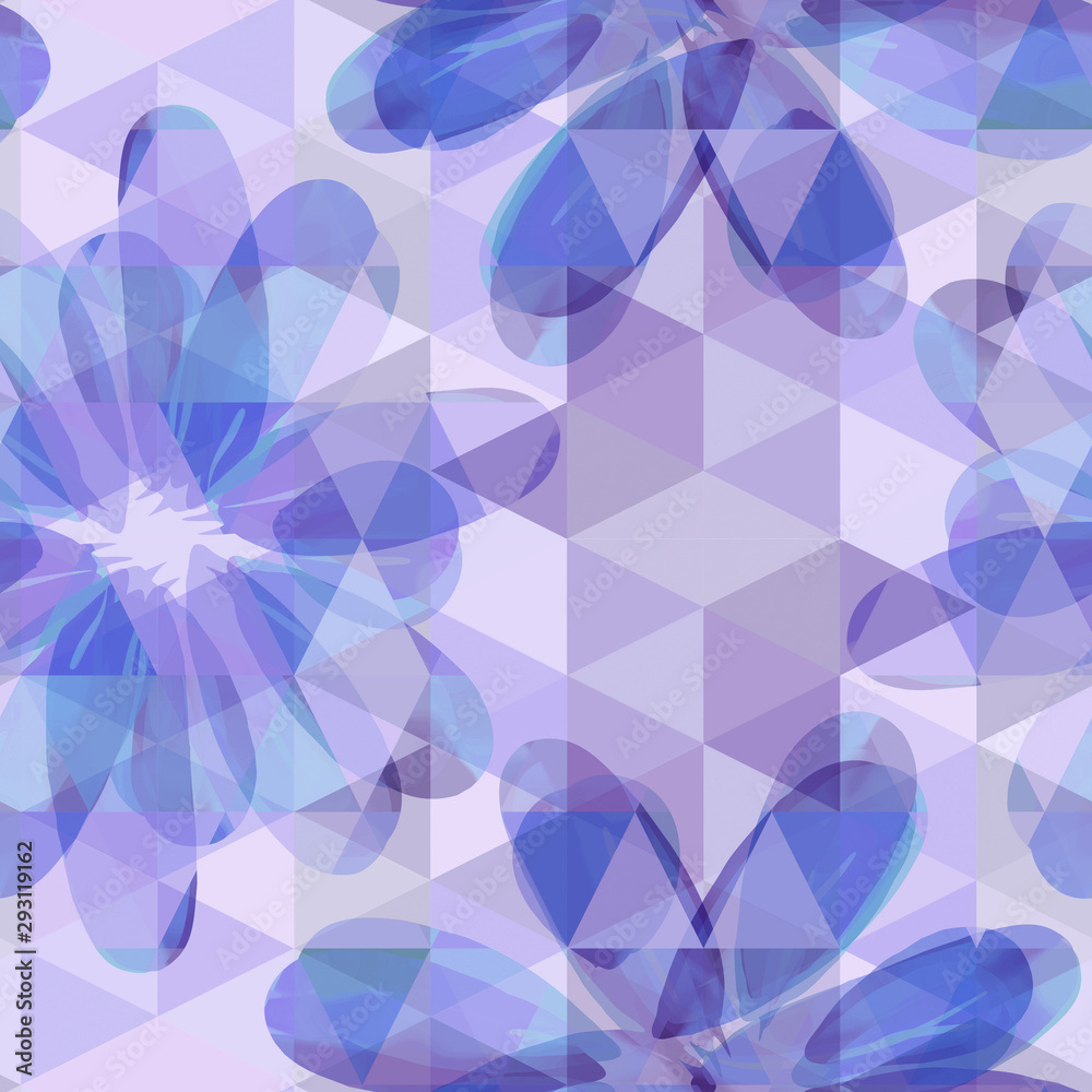 Fototapeta premium Stylized Flowers Seamless Pattern. Simple Artistic Background.