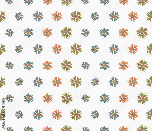 Vector seamless illustration of multicolor flowers pattern. Colored vector background.