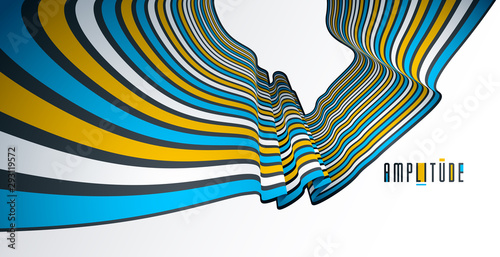 Abstract lines in 3D dimensional perspective abstract vector background, cool funky design layout, 70s retro template.