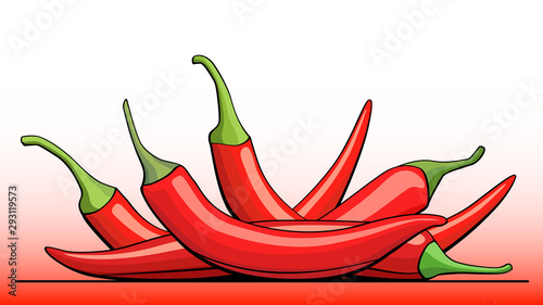 Vector illustration of fruit red pepper on line.