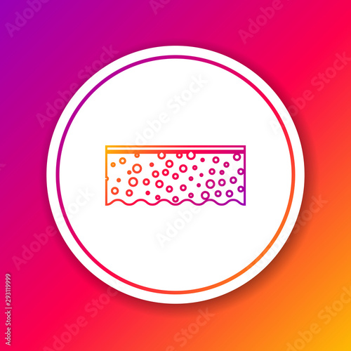 Color line Sponge with bubbles icon isolated on color background. Wisp of bast for washing dishes. Cleaning service logo. Circle white button. Vector Illustration