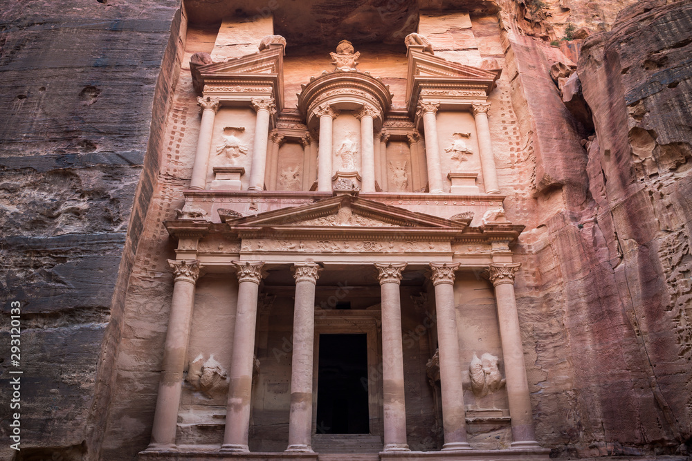 Rock-cut facade of Al-Khazneh (The Treasury), Petra, Ma'an Governorate, Jordan