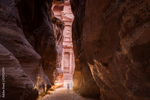 View of The Treasury (Al-Khazneh) from the gorge, Petra, Ma'an Governorate, Jordan