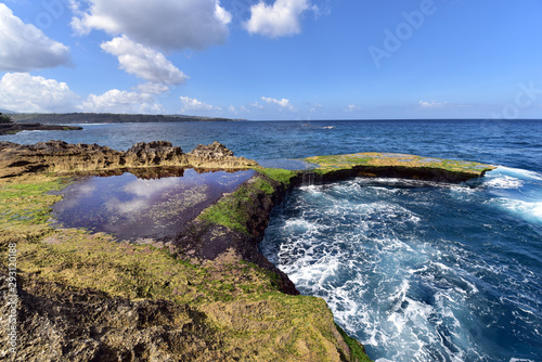 Devil's Tear, a popular tourist hotspot on the south end of Lembongan Island, Indonesia