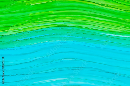 Horizontal colorful brush waves alcohol ink texture background. Vibrant aquarelle smears wallpaper alcohol ink.