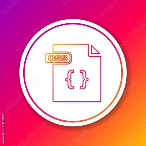 Color line CSS file document. Download css button icon isolated on color background. CSS file symbol. Circle white button. Vector Illustration