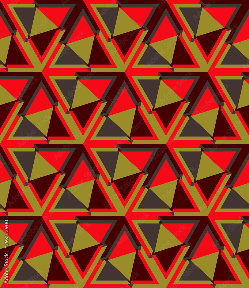 Seamless geometric wallpaper. Mosaic template pattern made of triangles. For any design purposes. Seamless geometric wallpaper. Mosaic template pattern made of triangles. For any design purposes.