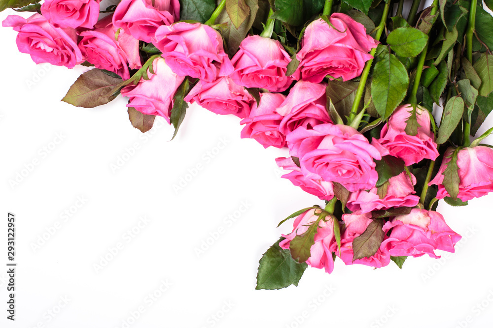 Fototapeta premium Beautiful rose flowers bunch isolated on white background