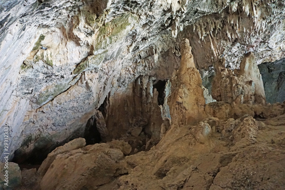 Stalactites in the cave Agia Sophia near the village of Topolia, Crete, Greece.