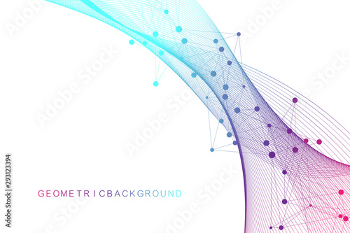 Big Genomic Data Visualization. DNA helix, DNA strand, DNA Test. Molecule or atom, neurons. Abstract structure for Science or medical background, banner
