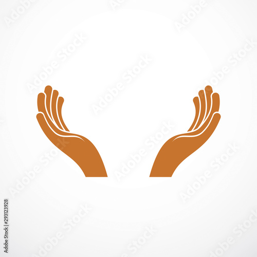 Protecting Hands of care, tender and defending human hands vector design, with a copy space inside for your element or text.