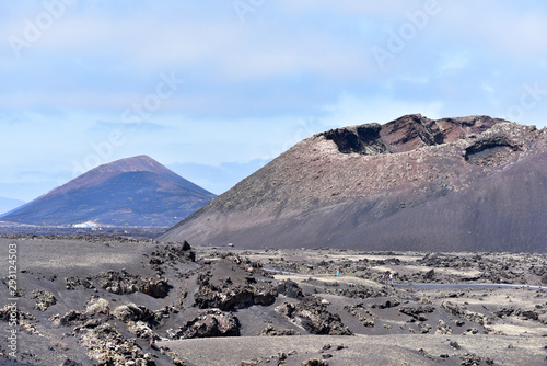 The Timanfaya National Park or the Fire Mountains are part of an extensive area affected by volcanic eruptions that took place in Lanzarote, Canary Islands, Spain