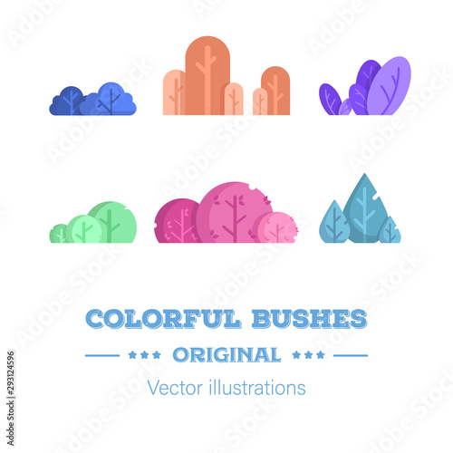 Ensemble de buissons en flat design