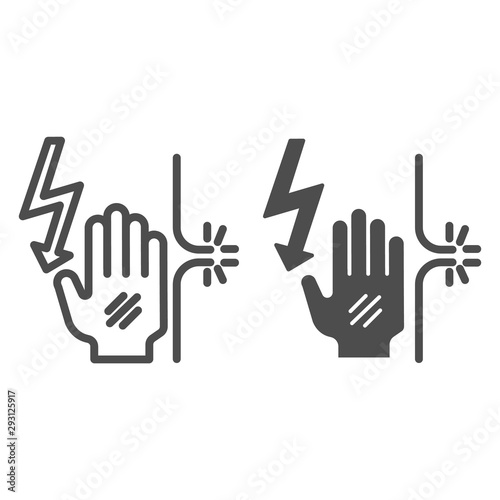 Disconnect electric contact line and glyph icon. Power contact break vector illustration isolated on white. Cable disconnect outline style design, designed for web and app. Eps 10.