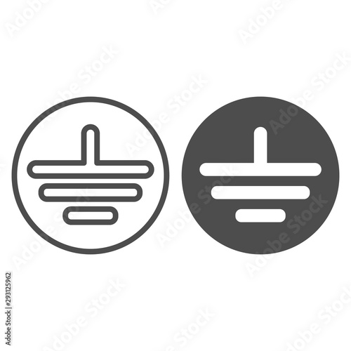 Electrical grounding line and glyph icon. Electric earthing sign vector illustration isolated on white. Electricity grounding outline style design, designed for web and app. Eps 10.